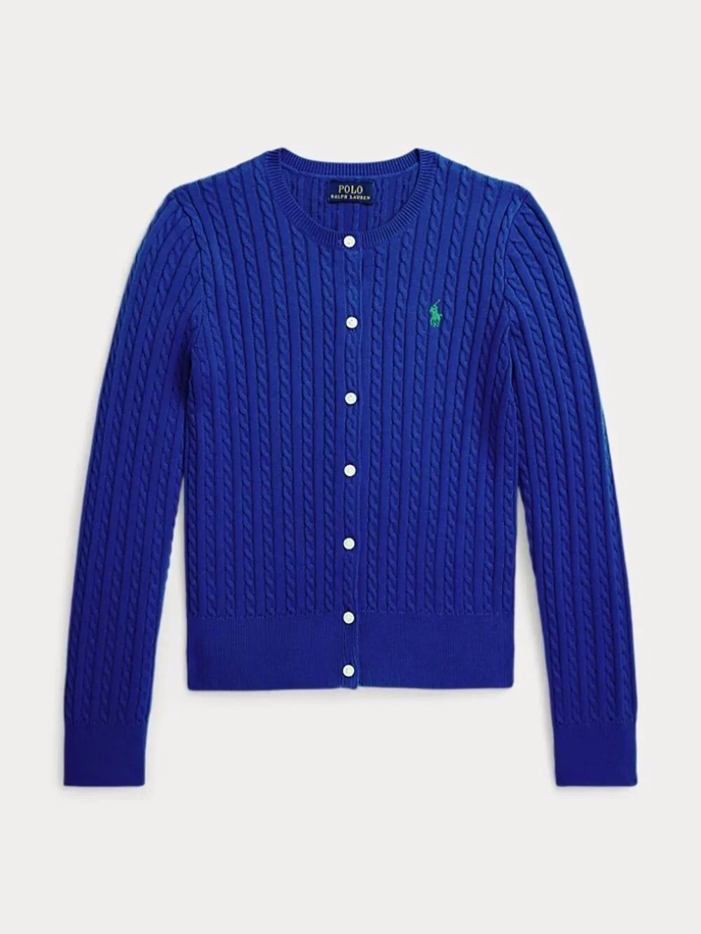 Ralph Lauren Sapphire Blue Mini-Cable 100% Cotton Cardigan NWT